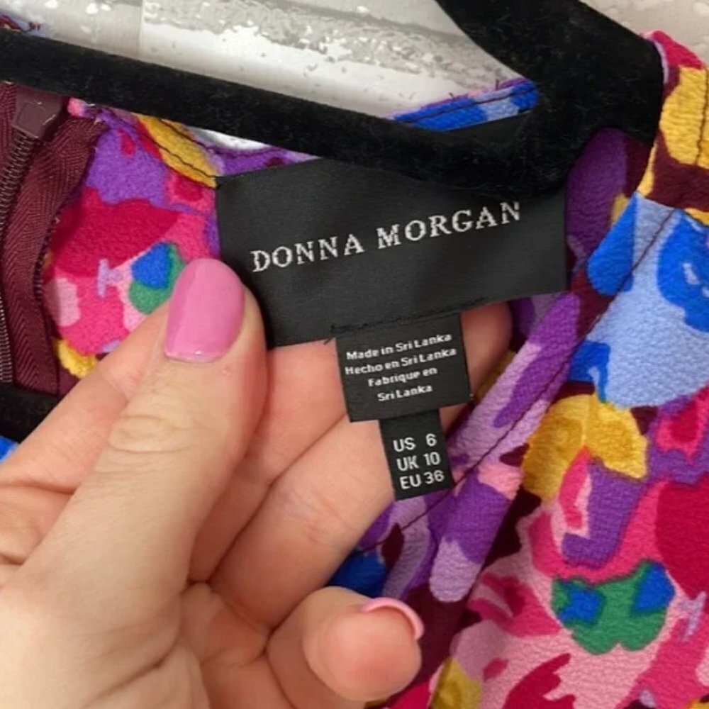 NWT Donna Morgan Floral Short Sleeve Ruffle Hem Dress - Picture 7 of 15